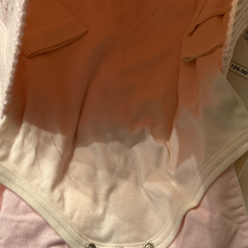 NWT Ralph Lauren Pink Knit Cardigan, long sleeve Bodysuit, corduroy pants Set - Picture 8 of 11